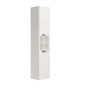 Шкаф-колонна Lago 35х28х165,5 см, белый глянец, реверсивная установка двери, подвесной монтаж, с бельевой корзиной
